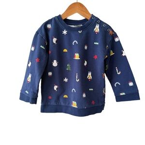 Hanna Andersson Blue Christmas Sweatshirt 3T Toddler